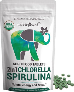 Organic Spirulina Chlorella Tablets - 400 Count - 2-in-1 Superfood Algae Supplement for Natural Immune Support, Detox and Energy Boost. Broken Cell Wall. Organic Chlorophyll. Espirulina in Pakistan
