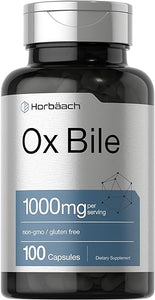 Ox Bile 1000 mg 100 Capsules | Digestive Enzymes Supplement | Non-GMO & Gluten Free | by Horbaach in Pakistan