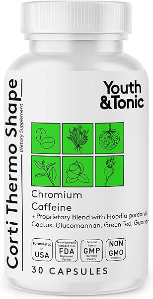 Youth & Tonic Thermogenic Supplement 30 Capsules as Advanced Diet Support for Energy Metabolism Focus Cravings for Men and Women with Caffeine Chromium Glucomannan Guarana Hoodia Gordonii in Pakistan in Pakistan