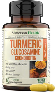 Turmeric & Glucosamine Chondroitin Joint Support Supplement for Women and Men. with Turmeric and Ginger, Boswellia, MSM, and Black Pepper (Bioperine) for Joint Health & Immune Support. 60 Capsules in Pakistan