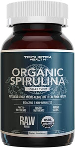 Organic Spirulina Tablets (360 Tablets) - Made with Parry® Spirulina, The Best Spirulina in The World, Highest Nutrient Density - Non-Irradiated, 3 Organic Certifications (90 Servings) in Pakistan