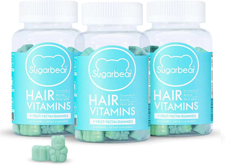 Sugarbear Vegan Hair Gummy Vitamins with Biotin, Vitamin C, Vitamin B-12, Zinc for Hair Skin & Nails (1 Month Supply)