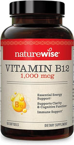 NatureWise Vitamin B12 1,000 mcg for Mental Clarity & Cognitive Function + Energy Support for Maximum Vitality and Wellbeing | B12 (60 softgels) in Pakistan
