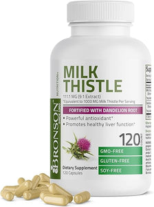 Bronson Milk Thistle Silymarin Marianum & Dandelion Root Liver Health Support, Antioxidant Support, Detox, 120 Capsules in Pakistan