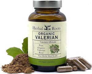Herbal Roots Pure Organic Valerian Root Capsules - 900 mg - Non-Habit Forming with no Melatonin, Non-GMO - 60 Count Vegan Capsules, Herbal Supplement in Pakistan