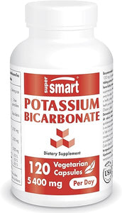 Supersmart - Potassium Bicarbonate 5400mg per Day (High Dose) - Electrolyte Mineral - Acid-Base Balance pH - Heart, Muscle & Nerve Health | Non-GMO & Gluten Free - 120 Vegetarian Capsules in Pakistan