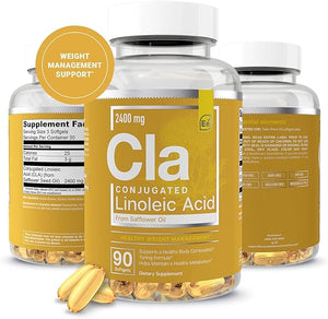 CLA from Safflower Oil - 2400 mg Conjugated Linoleic Acid | Essential Elements - 90 Softgels in Pakistan