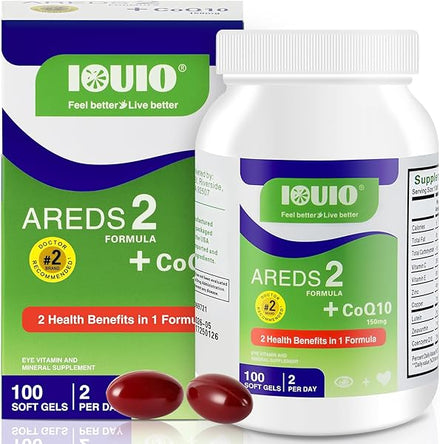 AREDS 2 Eye Vitamins with CoQ10 for Heart Health, Lutein, Zeaxanthin, Vitamin C & E, Zinc, Copper, 100 Softgels (Pack of 1) in Pakistan