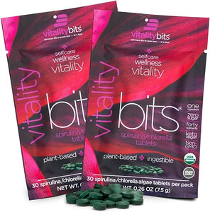 VITALITYbits - Organic Blended Spirulina & Chlorella Tablets - Algae Superfood - Energy, Self Care, Beauty - Replace Greens, Supplements, Protein, Snacks - Vegan, Keto, Gluten Free - 60 Tablets in Pakistan