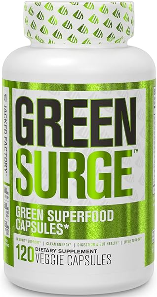 Jacked Factory Green Surge Green Superfood Capsules - Keto Friendly Greens Supplement w/Spirulina, Wheat & Barley Grass - Organic Greens Plus Probiotics & Digestive Enzymes - 120 Veggie Pills in Pakistan in Pakistan