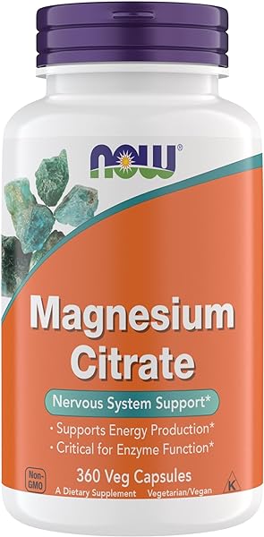 Now Supplements, Magnesium Citrate, Enzyme Function*, Nervous System Support*, Critical for Enzyme Function*, Gluten Free, Vegan, Kosher, Non-GMO 360 Vegetarian Capsules in Pakistan