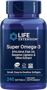 Life Extension Super Omega-3 EPA/DHA Fish Oil, Sesame Lignans & Olive Extract - Omega 3 Supplement - For Heart Health and Brain Support - Gluten Free, Non-GMO - 240 Easy-to-swallow Softgels in Pakistan