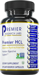 Premier Research Labs Premier HCL - Aids Nutrient Absorption & Digestive Function - Combine with HCL Activator Supplement - Betaine HCL for Digestion - 90 Plant-Source Capsules in Pakistan