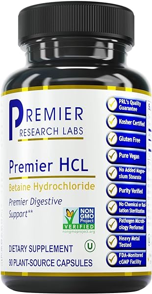 Premier Research Labs Premier HCL - Aids Nutrient Absorption & Digestive Function - Combine with HCL Activator Supplement - Betaine HCL for Digestion - 90 Plant-Source Capsules in Pakistan in Pakistan