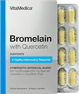VitaMedica Bromelain with Quercetin Supplement | 2400 GDU/Gram Vegan Capsules for Healthy Tissues, Joint and Muscle Support | Plant Based Natural Formula | 20 Ct | 5 Day Supply in Pakistan