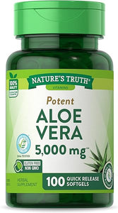 Aloe Vera Gel Capsules | 5000 mg 100 Softgels | Non-GMO, Gluten Free Supplement | By Nature's Truth in Pakistan