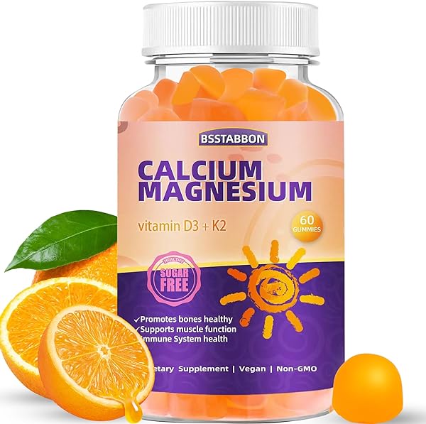 Calcium Magnesium Gummies 600mg Calcium,420mg Magnesium Complex,with Vitamin D3+K2 Certified Non-GMO Verified Sugar Free 60Gummies (60 Count) in Pakistan in Pakistan