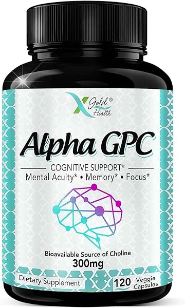 Alpha GPC Choline Supplement 600mg, 99%+ Highly Purified, Highly Bioavailable Source of Choline,120 Veggie Capsules, Cognitive Enhancer Nootropic, Supports Memory & Brain Function, Boosts Focus & Mood in Pakistan