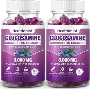 2 Packs 3000mg Glucosamine Chondroitin Gummies with MSM & Elderberry - Extra Strength Joint Health, Flexibility, Antioxidant Immune Support Supplement Gummy for Adults, Men & Women 120 Cts in Pakistan