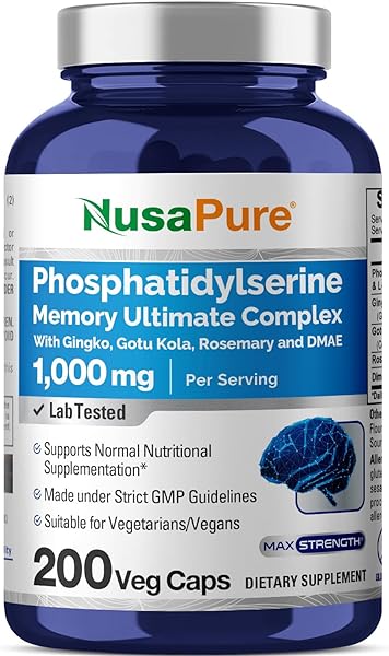 NusaPure Phosphatidylserine Memory Ultimate Complex 1000mg 200 Vegetarian Caps (Vegan, Non-GMO, Gluten-Free) in Pakistan in Pakistan