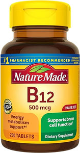 Nature Made Vitamin B12 500 mcg, Dietary Supplement for Energy Metabolism Support, 200 Tablets, 200 Day Supply in Pakistan