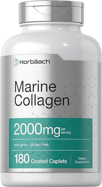 Marine Collagen Peptides 2000mg | 180 Caplet Capsules | with Calcium | Non-GMO, Gluten Free Supplement | by Horbaach in Pakistan