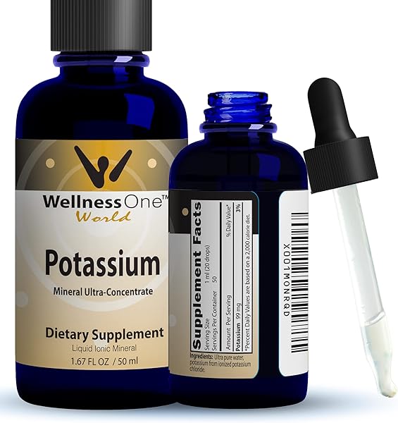 Liquid Potassium Supplement - Ionized Potassium Chloride Drops to Support Nerve Health and Muscle Function - USA Tested, Vegan, Non-GMO, Gluten Free, Unflavored - 1.67 fl oz in Pakistan