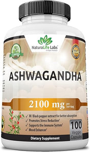 Organic Ashwagandha 2,100 mg - 100 Vegan Capsules Pure Organic Ashwagandha Powder and Root Extract - Stress Relief, Mood Enhancer in Pakistan