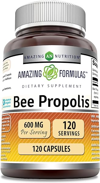 Amazing Formulas Bee Propolis Supplement | 600 Mg Per Serving | 120 Capsules | Non-GMO | Gluten Free | Made in USA in Pakistan
