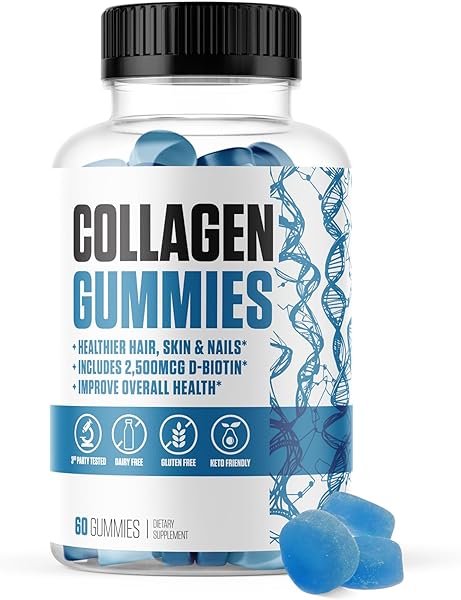 Biotin + Collagen Gummies | #1 Rated Chewable Collagen Gummies for Healthier Hair, Skin & Nails | Supplement for Men & Women to Improve Overall Health, Gluten Free & Non-GMO - 60 Gummies in Pakistan