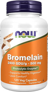 NOW Supplements, Bromelain (Natural Proteolytic Enzyme) 2,400 GDU/g - 500 mg, Natural Proteolytic Enzyme*, 120 Veg Capsules in Pakistan