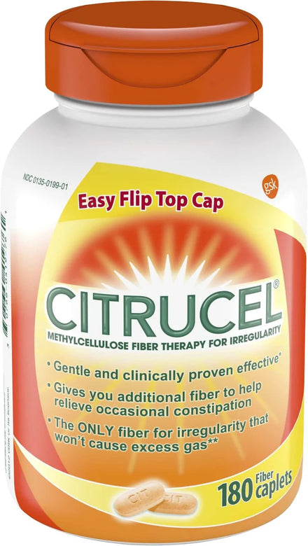 Citrucel Fiber Therapy Caplets for Irregularity, Easy to Swallow Methylcellulose Fiber Caplets, 180 Count