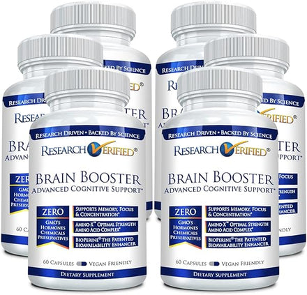 Brain Booster - Nootropic Supplement to Enhance Cognitive Function - 360 Vegan Friendly Capsules - 6 Bottles in Pakistan