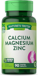 Calcium Magnesium Zinc Supplement | 90 Caplets | Non-GMO and Gluten Free | by Nature's Truth in Pakistan