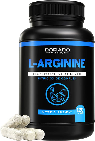 L Arginine 1600mg Supplement - Nitric Oxide L-Arginine Complex - [Maximum Strength] - Stamina, Muscle, Vascularity & Energy - Powerful NO Booster - Gluten Free, Non-GMO - USA Made (120 Count) in Pakistan