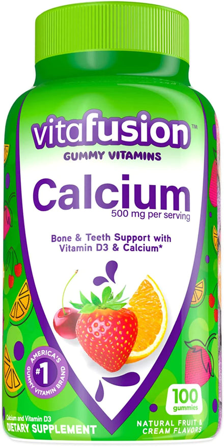 vitafusion Calcium Gummy Vitamins, Fruit and Cream Flavored Chewable Calcium Vitamins, 100 Count