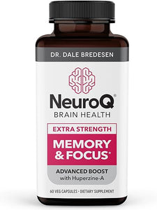 NeuroQ Memory & Focus Extra Strength - Boosts Cognitive Performance & Brain Function - Supports Neuroprotection & Concentration - Huperzine A, Gotu Kola, Ginkgo, Coffee Fruit & Propolis - 60 Capsules in Pakistan