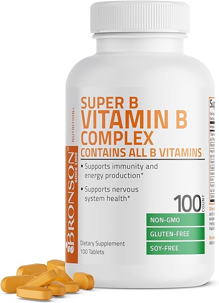 Bronson Vitamin B Complex (Vitamin B1, B2, B3, B6, B9 - Folic Acid, B12), 100 Tablets in Pakistan in Pakistan