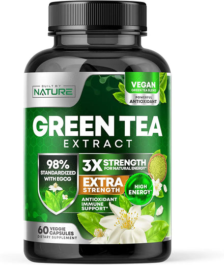 Green Tea Extract Pills with EGCG for Natural Energy, Antioxidant Supplement (60 Capsules)