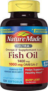 Nature Made Ultra Omega-3 Burpless Fish Oil 1400 mg Softgels w. Omega 3 1000 mg, 130 Count in Pakistan