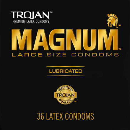 TROJAN Magnum Lubricated Large Condoms, Comfortable and Smooth Lubricated Condoms for Men, America’s Number One Condom, 36 Count Pack