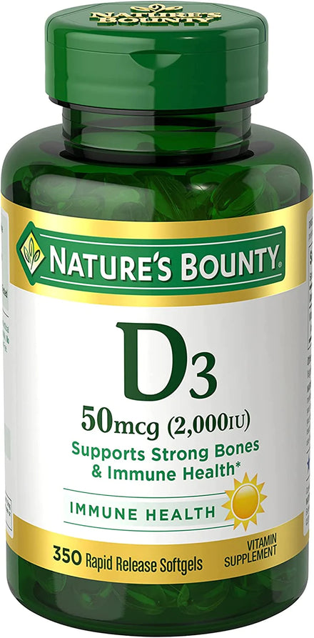 Nature’s Bounty Vitamin D, Immune Support, 2000 IU, Softgels, 350 Ct