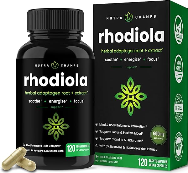 NutraChamps Rhodiola Rosea Capsules [120] Rosavin Plus Salidrosides | Rhodiola Rosea Extract Supplement | 300mg Vegan Pills | Rhodiola for Energy, Stress Relief, Mood Support and Focus in Pakistan in Pakistan