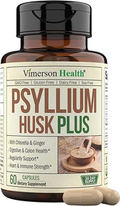 Psyllium Husk Powder Capsules. Fiber Supplement for Digestive, Colon & Gut Health - Dietary Fiber Pills Help Keep You Regular. Antioxidant & Energy Support for Men & Women. Vegan, Non-GMO. 60 Capsules in Pakistan