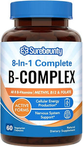 8-in-1 Complete B Complex, All 8 B Vitamins, B12, B1, B2, B3, B5, B6, B9, Biotin, Folate, Methylated & Body-Ready Forms, Energy, Nerve, Blood Support, 60 Caps in Pakistan