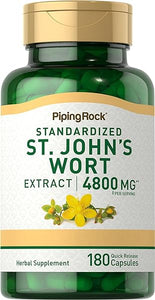 Piping Rock St. John's Wort Capsules | 4800 mg | 180 Count | Standardized Extract | Non-GMO, Gluten Free Supplement in Pakistan