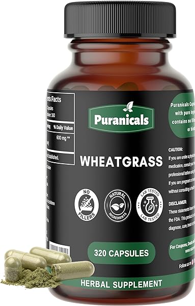 Wheatgrass Premium 320 Capsules Non-GMO and Gluten Free | Herbal Supplement | 600 mg Per Serving | Made with 100% Herb Wheat Grass in Pakistan in Pakistan