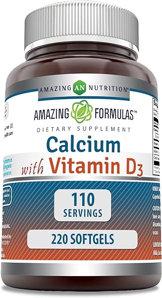 Amazing Formulas Calcium with Vitamin D3 220 Softgels Supplement | Non-GMO | Gluten Free in Pakistan