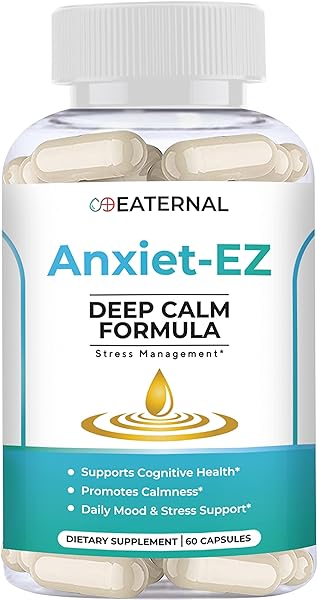 Anxiet-EZ | Stress, Mood, & Calmness Support with Ashwagandha, Rhodiola, Lemon Balm, Vitamin B, L-Theanine, Chamomile, GABA, St. John's Wort | Natural, Vegan Formula with Mood Support | 60ct in Pakistan