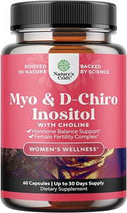 Myo-Inositol & D-Chiro Inositol Capsules - Choline Inositol Supplement for Cycle and Fertility Support - Womens Hormone Balance Supplement with Myo & D-chiro Inositol plus Choline Bitartrate in Pakistan